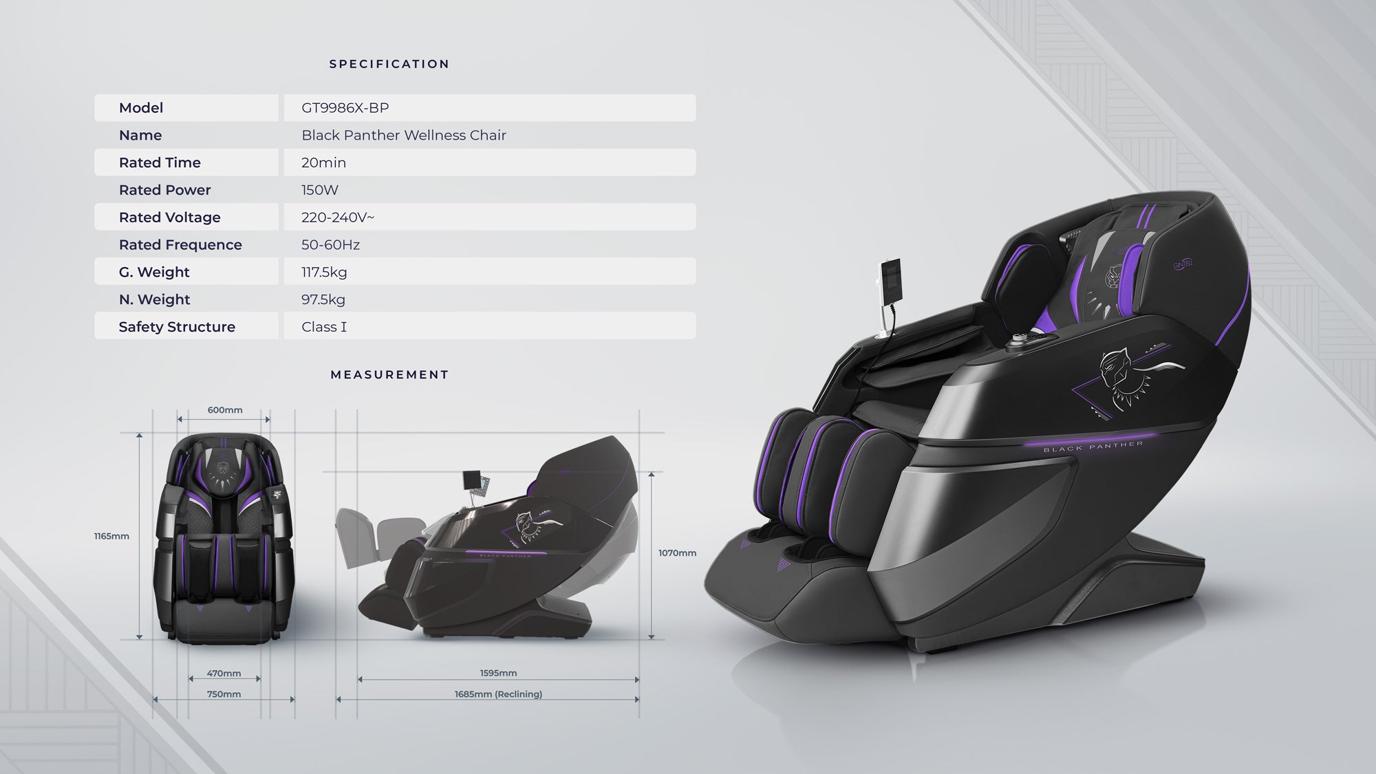 GINTELL Black Panther Wellness Chair | 8D Twin Roller Technology